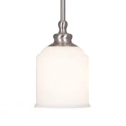 BLACK DECKER store 24 1-Light Brushed Nickel Modern Pendant Light with Opal Glass Shade by Cresswell
