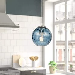 69 in. Hammered Blue Glass Pendant by Cresswell -BLACK DECKER store brushed nickel cresswell chandeliers bm1537 01 44 1000