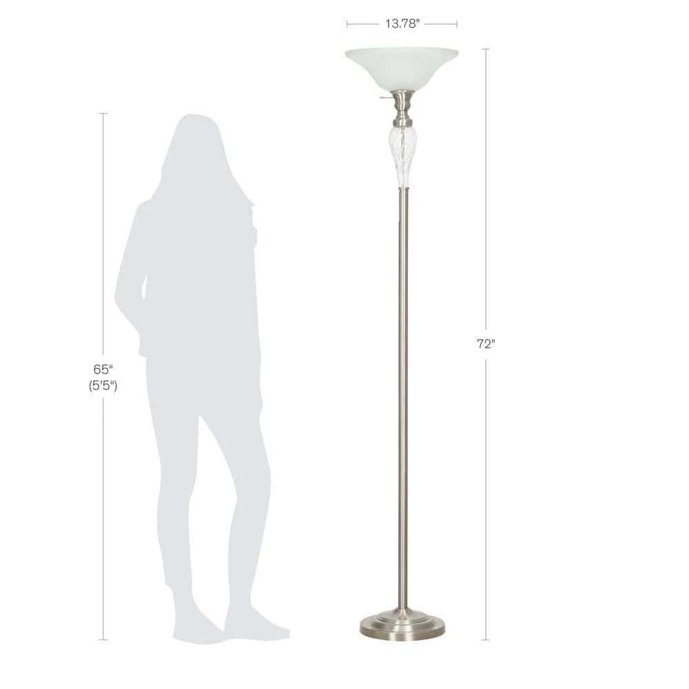 72 in. Brushed Nickel Traditional Torchiere Floor Lamp by Cresswell 7 72 in. Brushed Nickel Traditional Torchiere Floor Lamp by Cresswell - Image 5