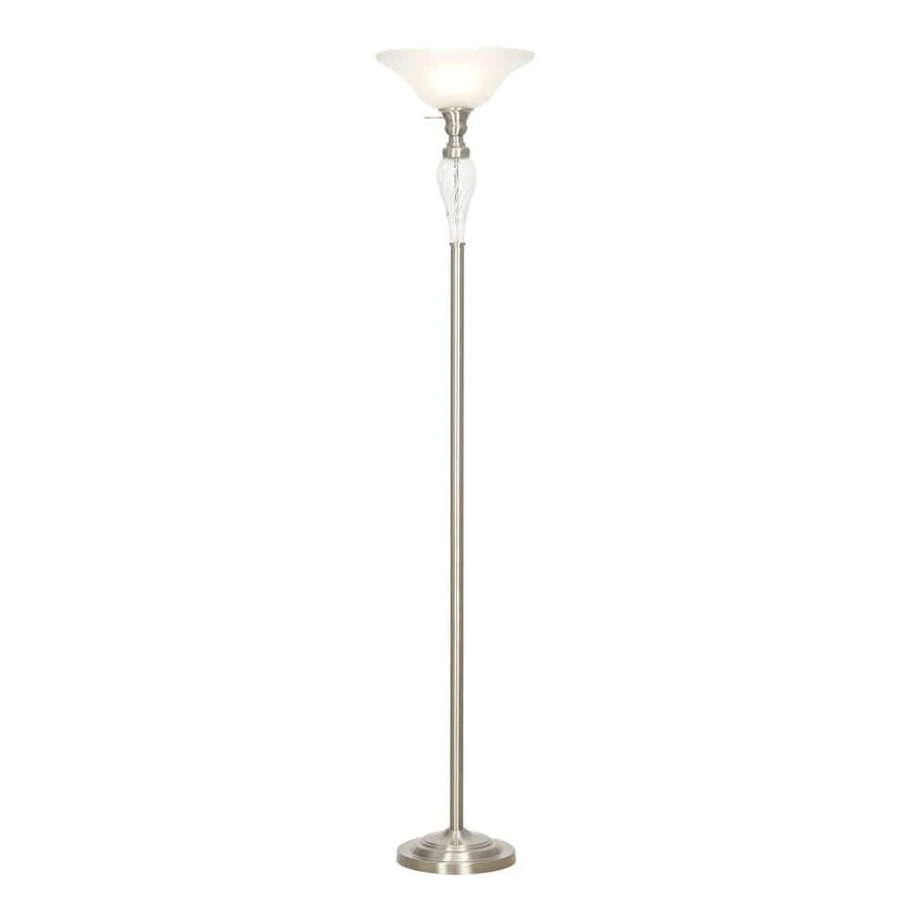 72 in. Brushed Nickel Traditional Torchiere Floor Lamp by Cresswell 4 72 in. Brushed Nickel Traditional Torchiere Floor Lamp by Cresswell - Image 2