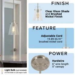 1-Light Brushed Nickel Mini Pendant with Clear Glass Shade by Cresswell -BLACK DECKER store brushed nickel cresswell pendant lights bm1947 00 44 1000