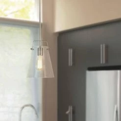 1-Light Brushed Nickel Mini Pendant with Clear Glass Shade by Cresswell -BLACK DECKER store brushed nickel cresswell pendant lights bm1947 00 76 1000