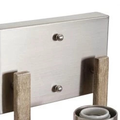 22.9 in. 3-Light Brushed Nickel and Walnut Wood Finish Vanity Light with Clear Seeded Glass Shades by Cresswell -BLACK DECKER store brushed nickel cresswell vanity lighting 27077 000 44 1000