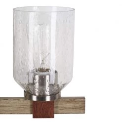 22.9 in. 3-Light Brushed Nickel and Walnut Wood Finish Vanity Light with Clear Seeded Glass Shades by Cresswell -BLACK DECKER store brushed nickel cresswell vanity lighting 27077 000 4f 1000