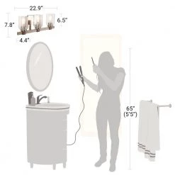 22.9 in. 3-Light Brushed Nickel and Walnut Wood Finish Vanity Light with Clear Seeded Glass Shades by Cresswell -BLACK DECKER store brushed nickel cresswell vanity lighting 27077 000 fa 1000