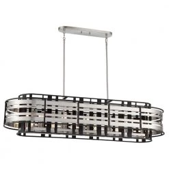 Presten 12-Light Brushed Nickel and Sand Coal Island Chandelier by Metropolitan