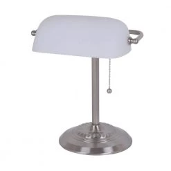 14.5 in. Silver Banker's Desk Lamp with White Shade by Cresswell