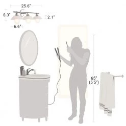 26 in. 3-Light Chrome Vanity Light with Opal Glass Shades by Cresswell 12 26 in. 3-Light Chrome Vanity Light with Opal Glass Shades by Cresswell -BLACK DECKER store chrome cresswell vanity lighting 24076 000 44 1000