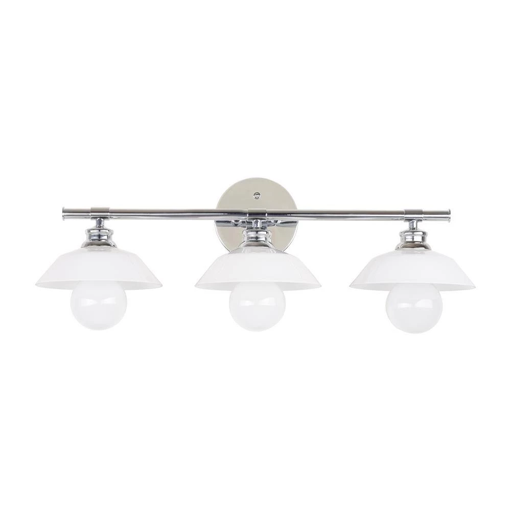 26 in. 3-Light Chrome Vanity Light with Opal Glass Shades by Cresswell 4 26 in. 3-Light Chrome Vanity Light with Opal Glass Shades by Cresswell - Image 2