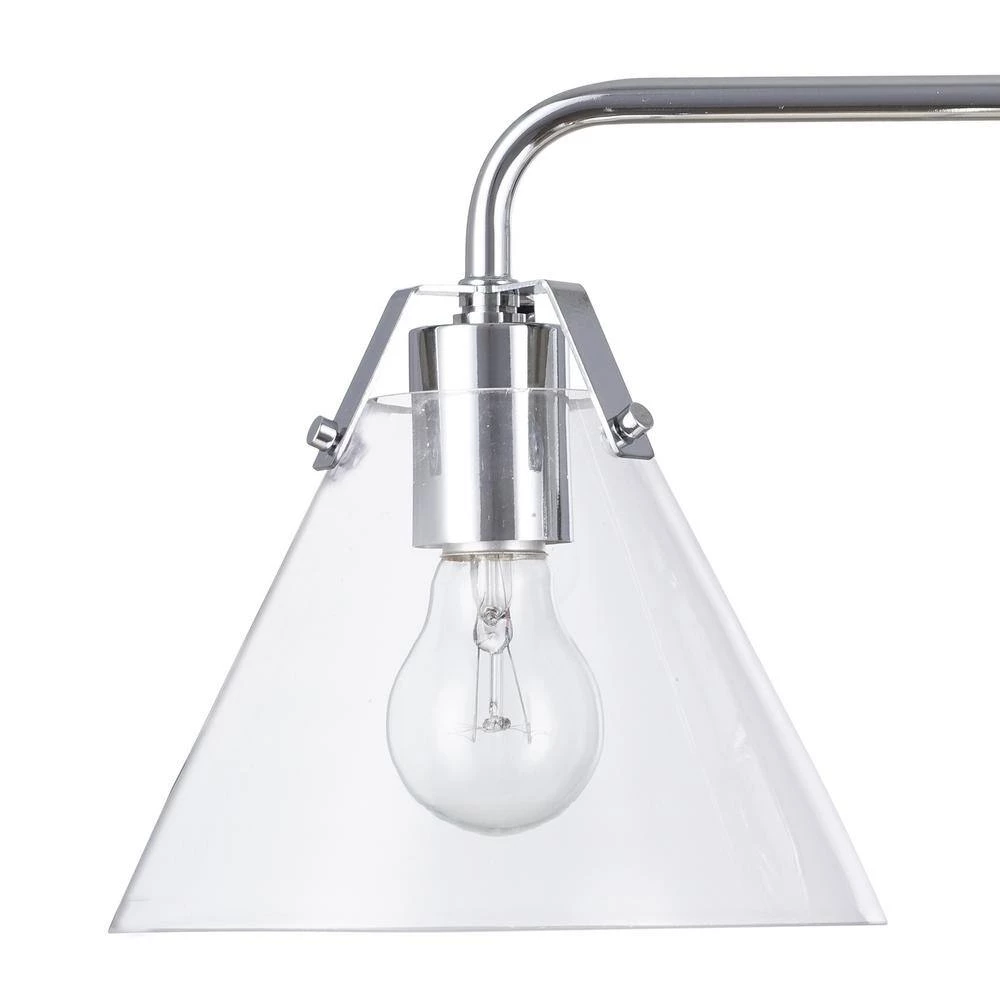 3-Light Chrome Vanity Light with Clear Glass Shades by Cresswell 5 3-Light Chrome Vanity Light with Clear Glass Shades by Cresswell - Image 3