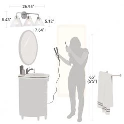 3-Light Chrome Vanity Light with Clear Glass Shades by Cresswell 14 3-Light Chrome Vanity Light with Clear Glass Shades by Cresswell -BLACK DECKER store chrome cresswell vanity lighting bm1942 00 76 1000