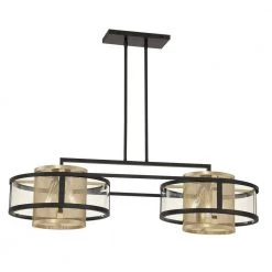 Soho 6-Light Coal and Soft Brass Island Chandelier with Clear Glass Shades by Metropolitan