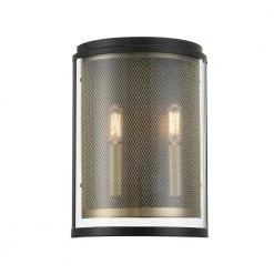 Soho 2-Light Coal and Soft Brass Wall Sconce with Clear Glass Shade by Metropolitan