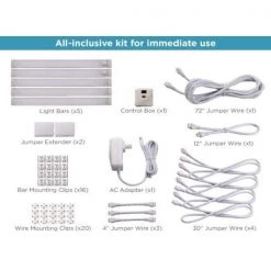 9 in. LED Cool White 4000K, Dimmable, 5-Bar Under Cabinet Lights Kit with Hands-Free On/Off (Tool-Free Plug-in Install) by BLACK+DECKER -BLACK DECKER store cool white 5 bar kit black decker under cabinet lights leduc9 5ck 1d 1000