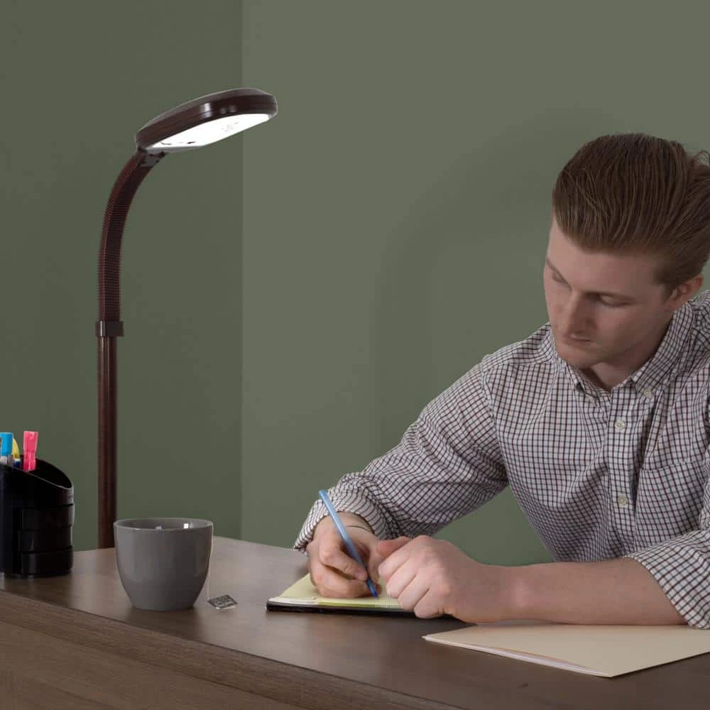 55 in. Natural Full Spectrum Sunlight Gooseneck Floor Lamp in Dark Woodgrain by Lavish Home 6 55 in. Natural Full Spectrum Sunlight Gooseneck Floor Lamp in Dark Woodgrain by Lavish Home - Image 4