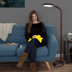 55 in. Natural Full Spectrum Sunlight Gooseneck Floor Lamp in Dark Woodgrain by Lavish Home 13 55 in. Natural Full Spectrum Sunlight Gooseneck Floor Lamp in Dark Woodgrain by Lavish Home -BLACK DECKER store dark wood grain lavish home floor lamps w020087 31 1000