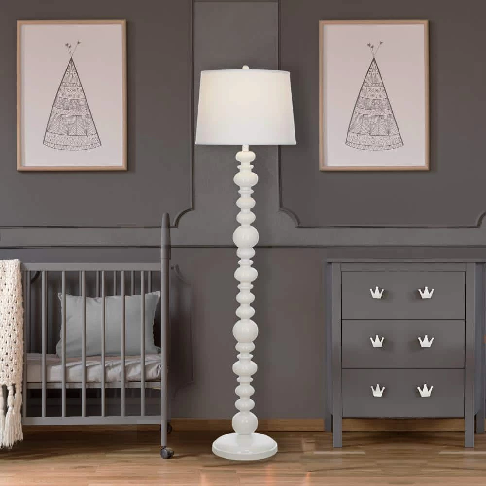 59 in. Glossy White Farmhouse Floor Lamp by Cresswell 8 59 in. Glossy White Farmhouse Floor Lamp by Cresswell - Image 6