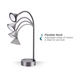 16 in. Gray Gooseneck LED Desk Lamp with 3 Brightness Levels by BLACK+DECKER -BLACK DECKER store gray black decker desk lamps vled1812gray bd 1f 1000