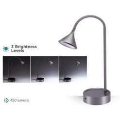 16 in. Gray Gooseneck LED Desk Lamp with 3 Brightness Levels by BLACK+DECKER -BLACK DECKER store gray black decker desk lamps vled1812gray bd 4f 1000