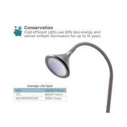 16 in. Gray Gooseneck LED Desk Lamp with 3 Brightness Levels by BLACK+DECKER -BLACK DECKER store gray black decker desk lamps vled1812gray bd fa 1000