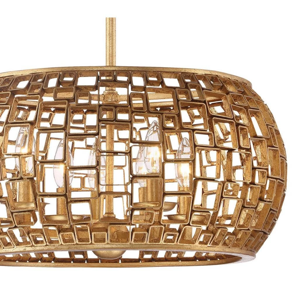 Abbondanza 20 in. 6-Light Halcyon Gold Semi Flush Mount by Metropolitan 5 Abbondanza 20 in. 6-Light Halcyon Gold Semi Flush Mount by Metropolitan - Image 3