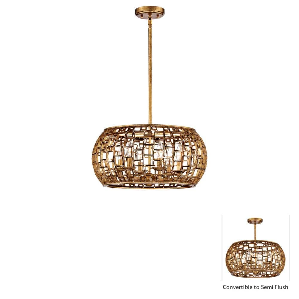 Abbondanza 20 in. 6-Light Halcyon Gold Semi Flush Mount by Metropolitan 3 Abbondanza 20 in. 6-Light Halcyon Gold Semi Flush Mount by Metropolitan