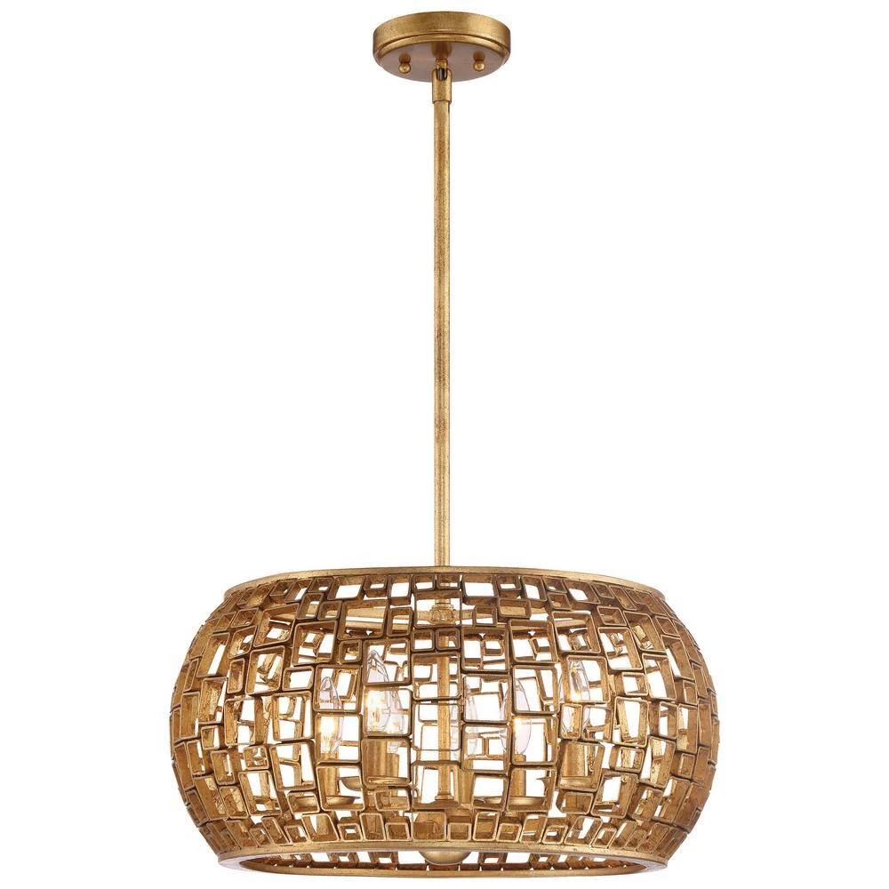 Abbondanza 20 in. 6-Light Halcyon Gold Semi Flush Mount by Metropolitan 4 Abbondanza 20 in. 6-Light Halcyon Gold Semi Flush Mount by Metropolitan - Image 2