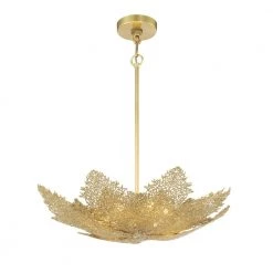 Evergold 3-Watt Integrated LED India Gold Leaf Artistic Pendant with Vintage Brass Casting by Metropolitan