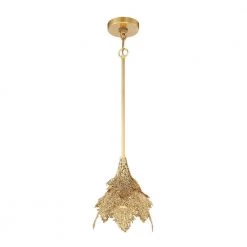 Evergold 1-Light India Gold Leaf Artistic Mini Pendant with Vintage Brass Casting by Metropolitan