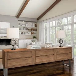 25 in. Openwork Black Iron Orb Table Lamps (Set of 2) by Lavish Home -BLACK DECKER store lavish home lamp sets hw1000037 1f 1000