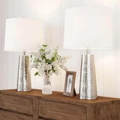 26 in. Hammered Metal Table Lamps (Set of 2) by Lavish Home -BLACK DECKER store lavish home lamp sets hw1000038 31 1000
