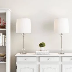 28 in. Faceted Silver Crystal Lamps (Set of 2) by Lavish Home -BLACK DECKER store lavish home lamp sets hw1000039 4f 1000