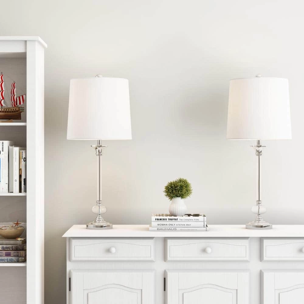 24 in. Modern Crystal Candlestick Lamps (Set of 2) by Lavish Home 5 24 in. Modern Crystal Candlestick Lamps (Set of 2) by Lavish Home - Image 3