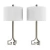 28.75 in. Antique Silver Greek Key Design LED Table Lamps with Ivory Shades (Set of 2) by Lavish Home -BLACK DECKER store lavish home lamp sets hw1000059 64 1000
