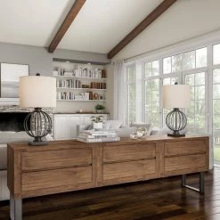 26 in. Matte Black Wrought Iron Orb Open Cage LED Table Lamps (Set of 2) by Lavish Home -BLACK DECKER store lavish home lamp sets hw1000060 1f 1000