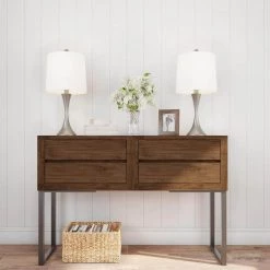 24.5 in. Silver Mid-Century Modern Metal Flared Trumpet Base LED Table Lamps (Set of 2) by Lavish Home -BLACK DECKER store lavish home lamp sets hw1000064 4f 1000