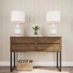 26.25 in. Double Gourd Ceramic Milky White LED Table Lamps with Ivory Shades (Set of 2) by Lavish Home -BLACK DECKER store lavish home lamp sets hw1000066 31 1000