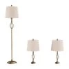 27 in. Modern Rustic Curved Openwork LED Table Lamps and 61.5 in. Distressed Gold Floor Lamp (Set of 3) by Lavish Home -BLACK DECKER store lavish home lamp sets hw1000071 64 1000