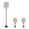 24.5 in. Mid-Century Modern Metal Flared Trumpet Base LED Table Lamps and 63.5 in. Bronze Floor Lamp (Set of 3) by Lavish Home -BLACK DECKER store lavish home lamp sets hw1000073 64 1000