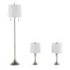 24.5 in. Mid-Century Modern Metal Flared Trumpet Base LED Table Lamps and 63.5 in. Silver Floor Lamp (Set of 3) by Lavish Home -BLACK DECKER store lavish home lamp sets hw1000074 64 1000