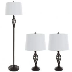 60 in. Black Spiral Lamp Set (3-Piece) by Lavish Home