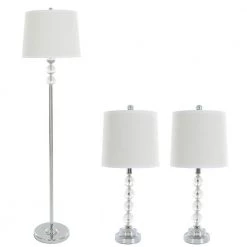62 in. Faceted Crystal Balls Lamp Set (3-Piece) by Lavish Home