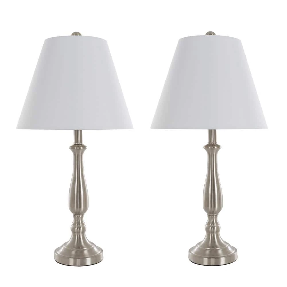 25.5 in. Brushed Steel Lamp Set (2-Piece) by Lavish Home 3 25.5 in. Brushed Steel Lamp Set (2-Piece) by Lavish Home