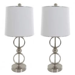 22.5 in. Modern Brushed Steel Lamp Set (2-Piece) by Lavish Home