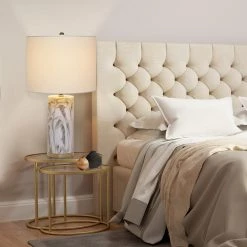 24.5 in. Faux Marble Table Lamp with White Shade by Cresswell 11 24.5 in. Faux Marble Table Lamp with White Shade by Cresswell -BLACK DECKER store marble cresswell table lamps 20640 000 31 1000