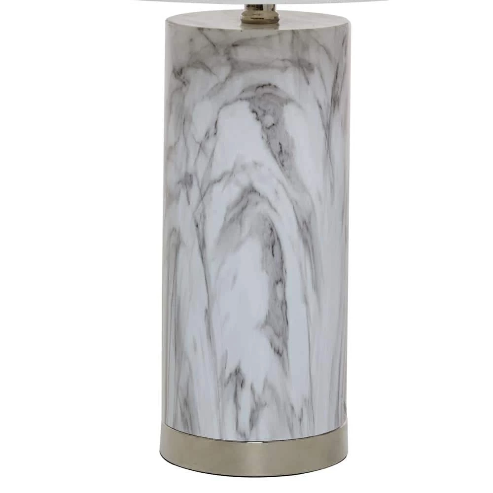 24.5 in. Faux Marble Table Lamp with White Shade by Cresswell 5 24.5 in. Faux Marble Table Lamp with White Shade by Cresswell - Image 3