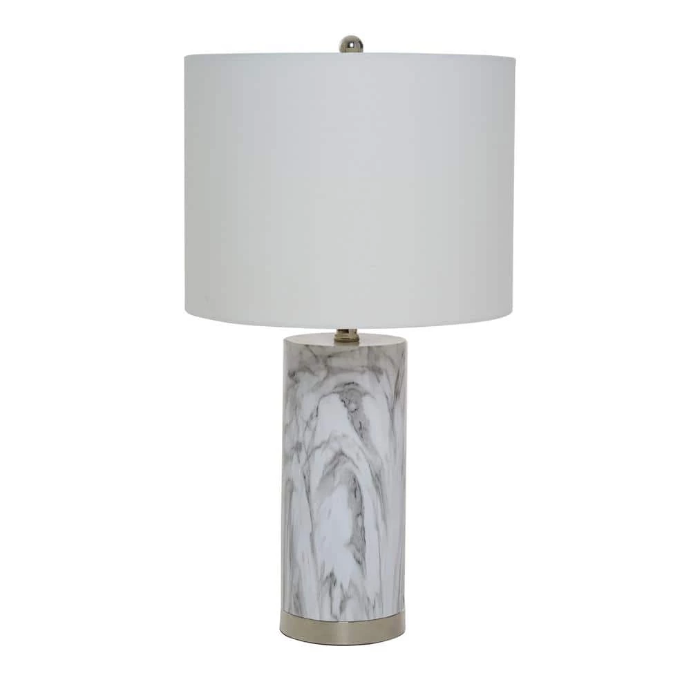 24.5 in. Faux Marble Table Lamp with White Shade by Cresswell 3 24.5 in. Faux Marble Table Lamp with White Shade by Cresswell