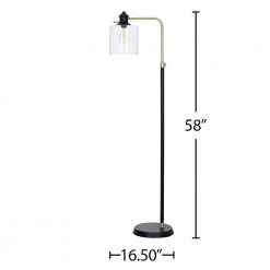58 in. Matte Black and Antique Brass Modern Farmhouse Floor Lamp with LED Bulb Included by Cresswell -BLACK DECKER store matte black and antique brass cresswell floor lamps 22353 000 4f 1000