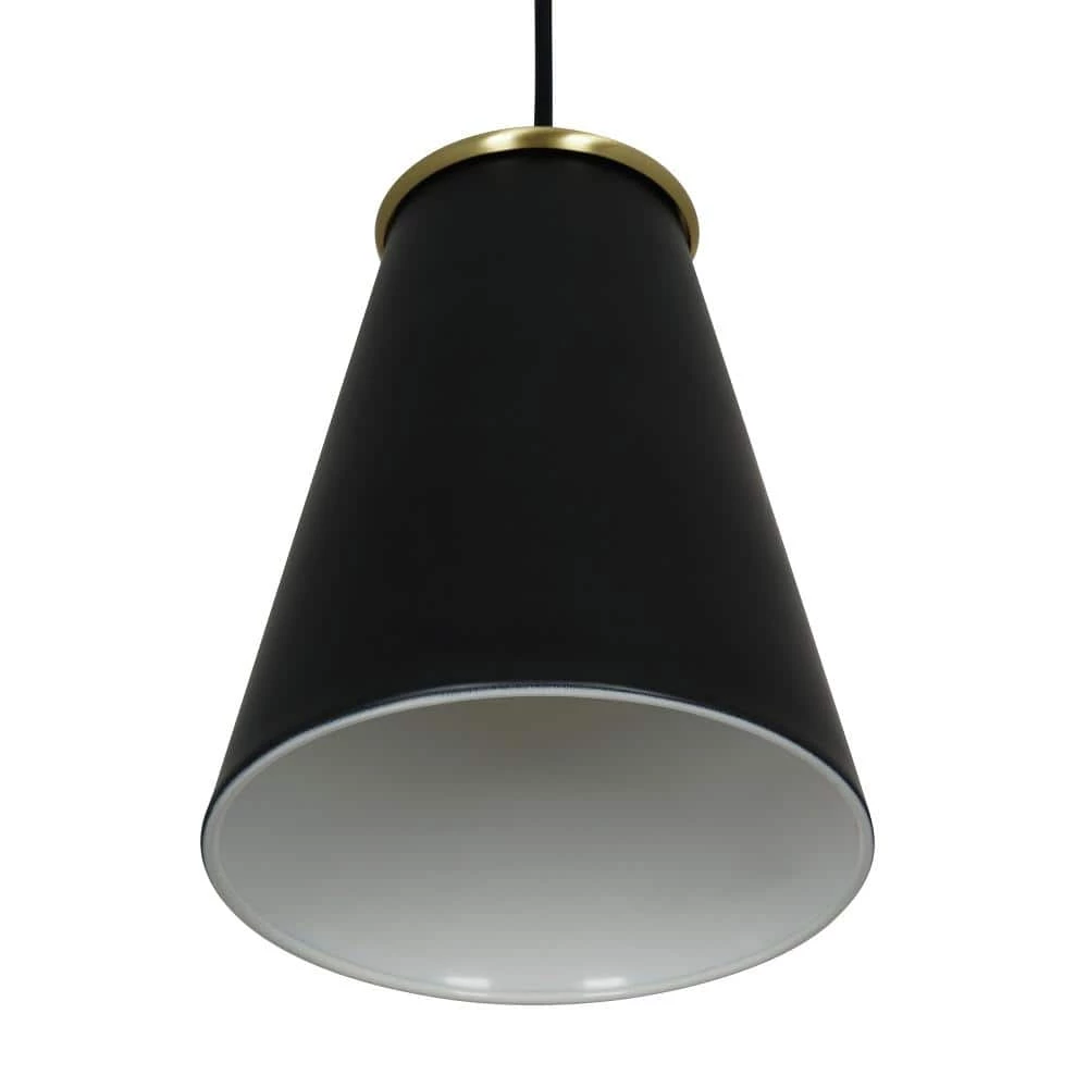1-Light Matte Black and Antique Brass Accents Modern Pendant by Cresswell 7 1-Light Matte Black and Antique Brass Accents Modern Pendant by Cresswell - Image 5