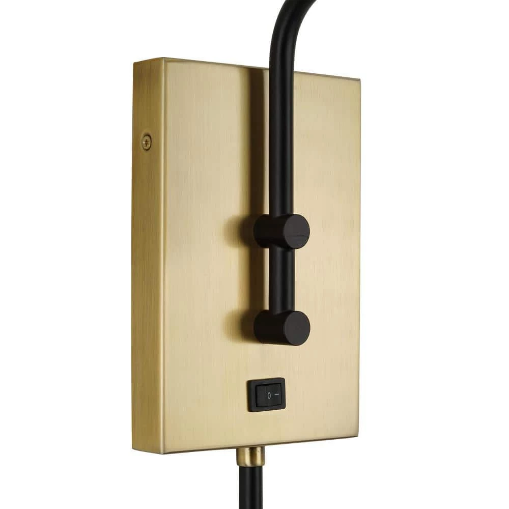 12.875 in. Matte Black and Antique Brass Modern Wall Sconce by Cresswell 4 12.875 in. Matte Black and Antique Brass Modern Wall Sconce by Cresswell - Image 3